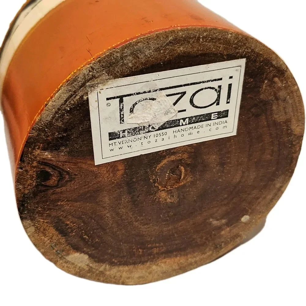 Vintage Tozai Home Lidded Turned Wood & Inlay 12” Jar